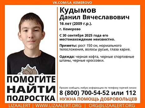 Волонтеры подключились к поискам пропавшего в Кемерове подростка