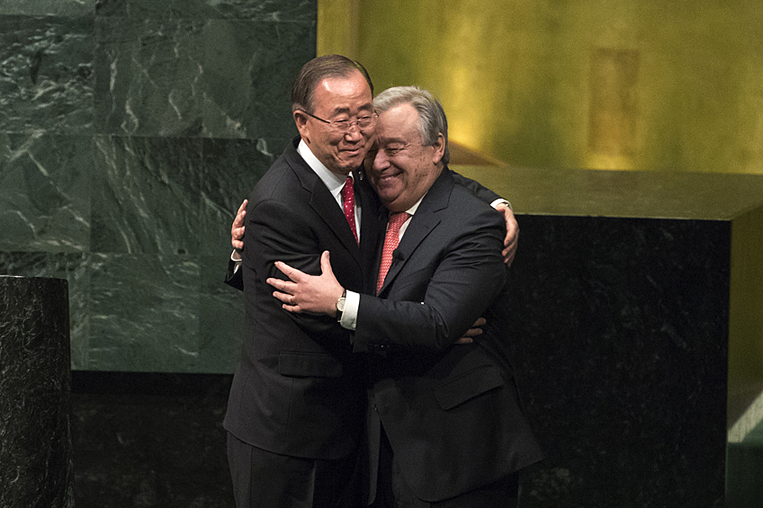 Девятый генеральный секретарь ООН Антониу Гутерриш и бывший генсек ООН Пан Ги Мун