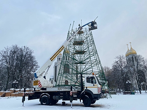 В Калининграде устанавливают главную новогоднюю ёлку