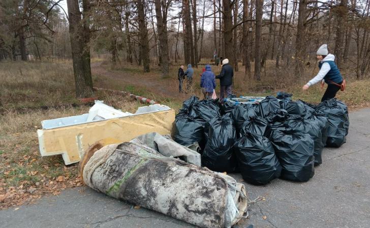 В Курске волонтеры собрали 50 мешков мусора в лесу
