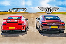 Дрэг-гонка: «трековый» Porsche 911 против Bentley Continental GT