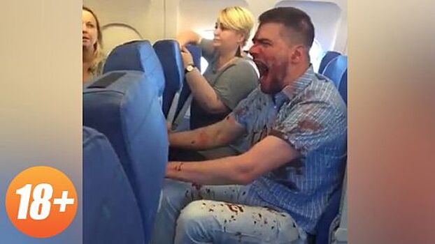 Кровь, мат и не поднятый столик: видео пьяного дебоша на рейсе Москва-Анталия