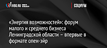 «Энергия возможностей»: форум малого и среднего бизнеса Ленинградской области – впервые в формате опен-эйр