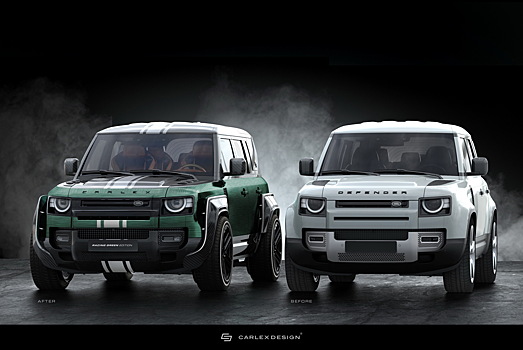  		 			Новый Land Rover Defender круто выглядит с зеленым покрытием Carlex Design 		 	