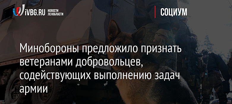 Минобороны предложило признать ветеранами добровольцев, содействующих выполнению задач армии