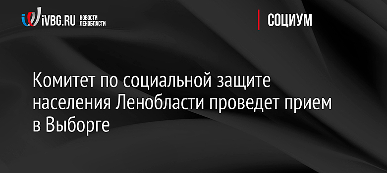 Комитет по социальной защите населения Ленобласти проведет прием в Выборге