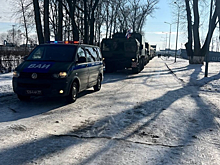 Инспекторы ВАИ обеспечивают безопасность дорожного движения при движении воинских колонн автомобильной и специальной техники