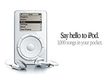 23 октября 2001 года Стив Джобс представил первый iPod