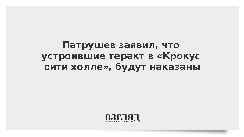 Патрушев заявил, что устроившие теракт в «Крокус сити холле», будут наказаны