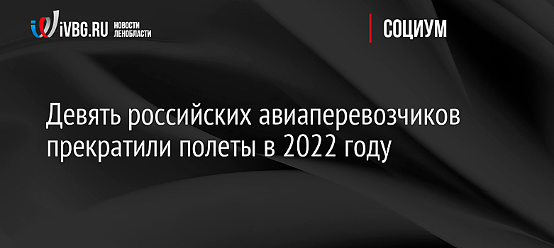 Девять российских авиаперевозчиков прекратили полеты в 2022 году