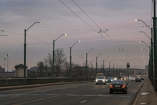 На одном из самых длинных путепроводов Петербурга обновили освещение