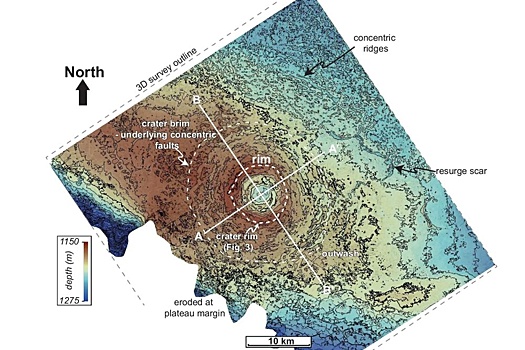 Найден и подробно описан гигантский кратер на дне Атлантического океана