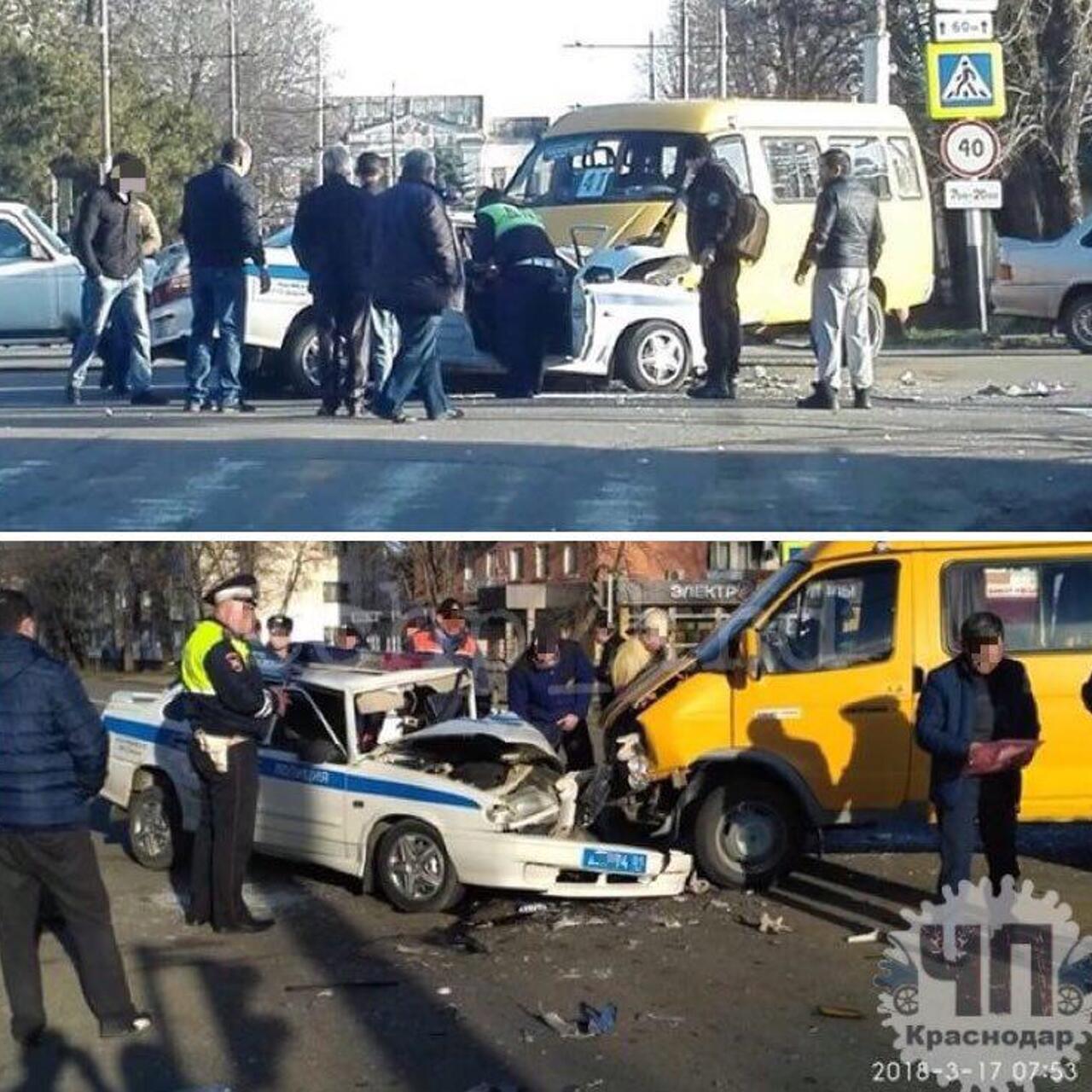 В Майкопе патрульный автомобиль ДПС столкнулся с маршруткой - Рамблер/авто