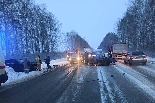 Два человека пострадали в лобовом ДТП с иномарками на Полевском тракте