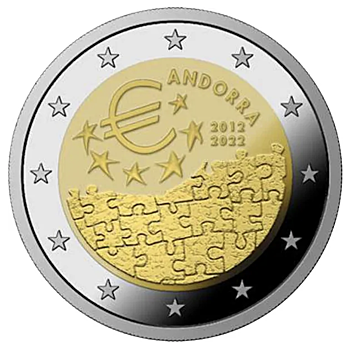 Десятилетие валютного соглашения ЕС и Андорры на 2 евро 2022