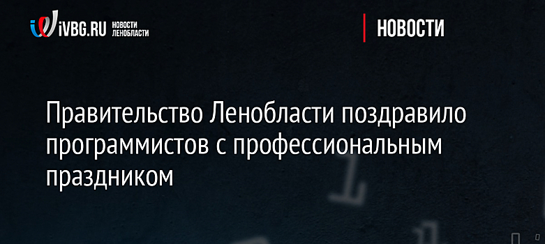 Правительство Ленобласти поздравило программистов с профессиональным праздником