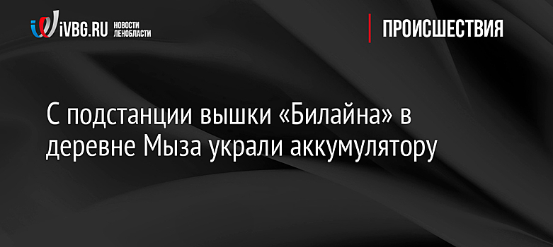 С подстанции вышки «Билайна» в деревне Мыза украли аккумуляторы