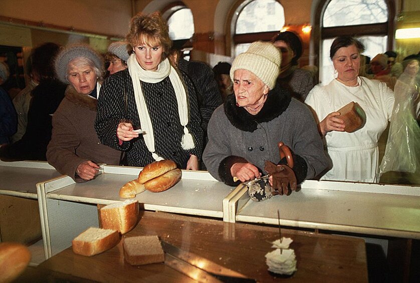 1991. Москва, очередь за хлебом