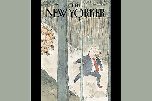 New Yorker поместил на обложку убегающего от гончих собак Трампа