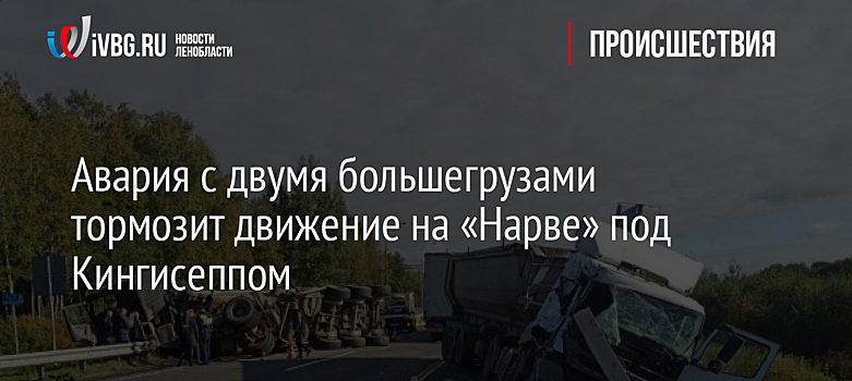 Авария с двумя большегрузами тормозит движение на «Нарве» под Кингисеппом