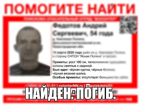Пропавшего в Дальнеконстантиновском районе Андрея Федотова нашли погибшим
