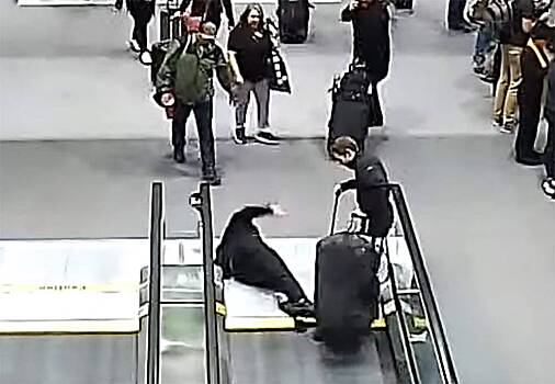 Траволатор в аэропорту «зажевал» ногу пилота самолета и попал на видео