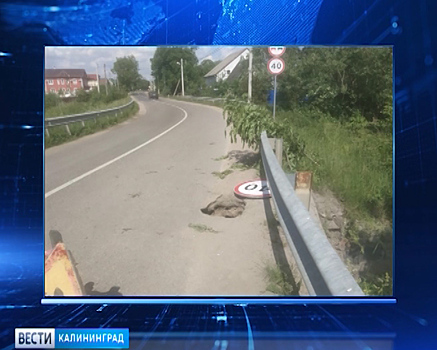 На мосту в поселке Ласкино провалилась часть дорожного плотна