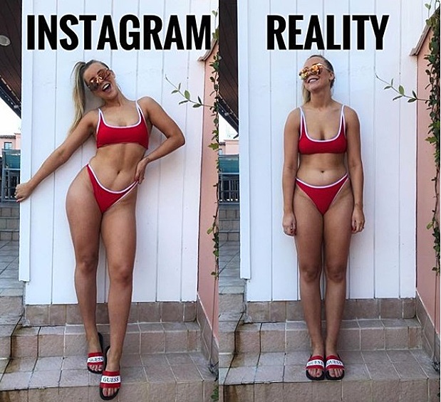 Wouldn’t be in a bikini without giving you a chunk of reality 🇺🇸🌴 Just a little reminder how easy it is to change your bawwdy. We’re all guilty of trying to pose to make our bodies look the best it can & that’s okay but it’s photos like the right that help us all feel a little bit normal (I hope) ❤️🧡💛
