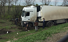 В Самарской области между селами Валы и Переволоки фура съехала в кювет