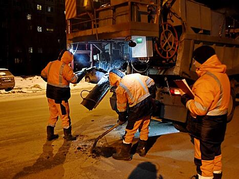 В зимний период ямочный ремонт в Вологде ведется по технологии литого асфальта