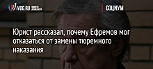 Юрист рассказал, почему Ефремов мог отказаться от замены тюремного наказания