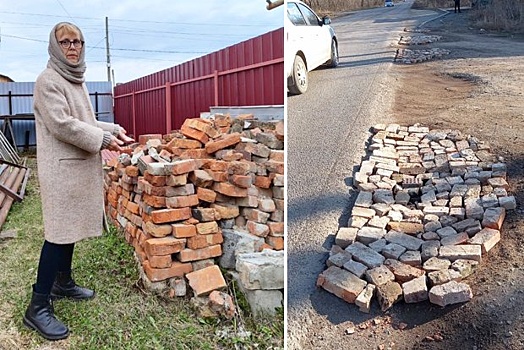 В уральском поселке залатали дорогу, которую жители мостили кирпичом