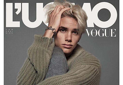Свитер цвета хаки и ботинки Prada: Ромео Бекхэм впервые снялся для Vogue