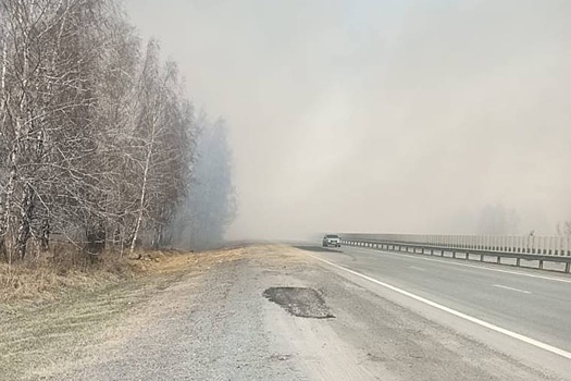 На Южном Урале перекрывали оживленную трассу из-за ландшафтного пожара