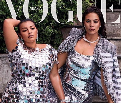 Русалки! Plus-size-дивы Эшли Грэхем и Палома Эльсессер в серебряных платьях украсили обложку арабского Vogue
