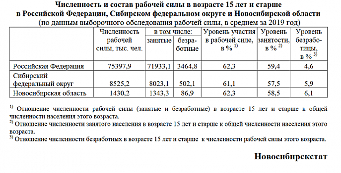Новосибирскстат пересчитал безработных