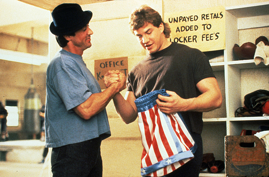 Томми Моррисон и Сильвестр Сталлоне во время съемок фильма "Рокки 5"