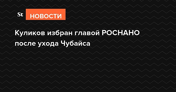 Куликов избран главой РОСНАНО после ухода Чубайса