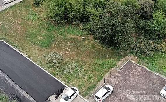 В Курске дорожники обложили асфальтом припаркованное авто