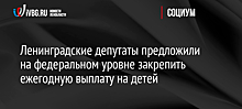 Ленинградские депутаты предложили на федеральном уровне закрепить ежегодную выплату на детей