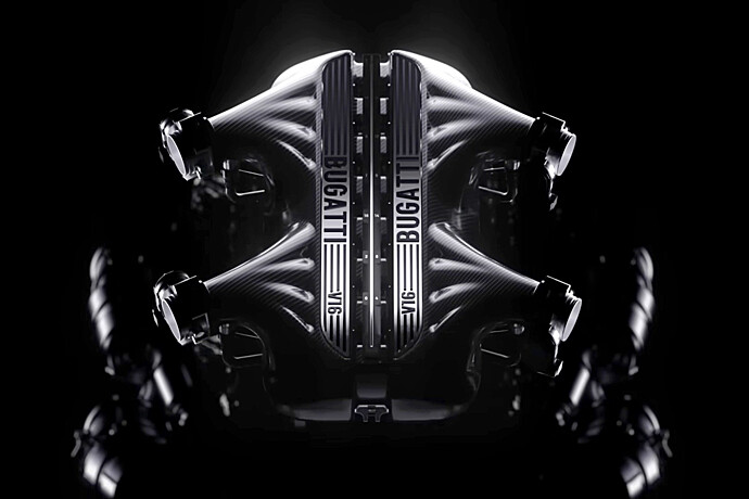 Новые подробности о двигателе Bugatti V16: высокооборотный «атмосферник» длиной 1 м!