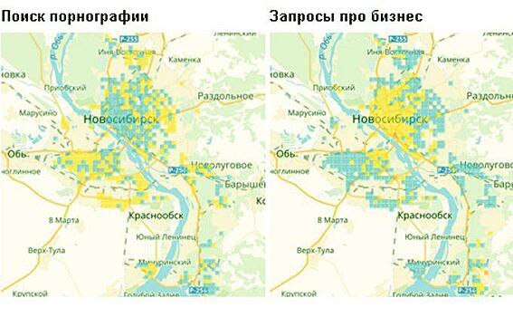 «Яндекс» нанес любителей порнографии на карту Новосибирска