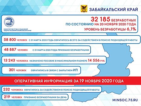 Число безработных в Забайкалье составляет более 32 тысяч человек  — Минсоц