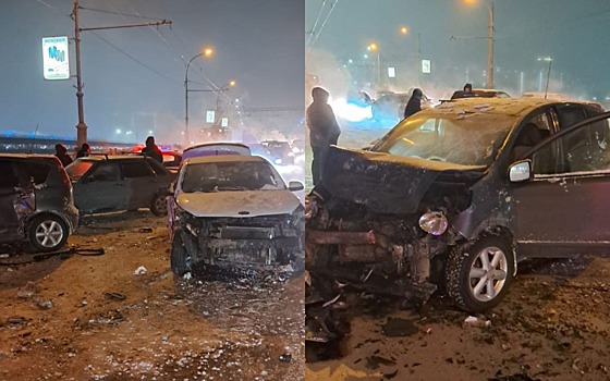 Два человека пострадали в ДТП с пятью автомобилями на мосту в Новосибирске