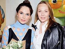 Джанабаева пришла на открытие выставки в косухе и клешах, а Лепс — в пестром свитере