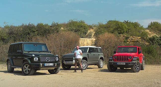 Jeep Wrangler сравнили с Mercedes G-Class и новым Land Rover Defenderна бездорожье