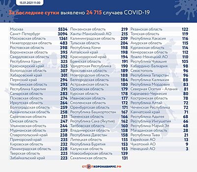 В России за сутки выявлено 23 586 новых случаев коронавируса