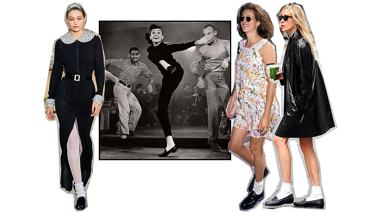 От Одри Хепберн до кутюра Chanel: черные лоферы с белыми носками - наше любимое комбо