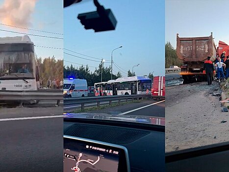 Пять человек пострадали при столкновении автобуса и грузовика в Ленобласти