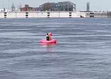 Экстремала на розовом фламинго заметили на Оке в Нижнем Новгороде — видео